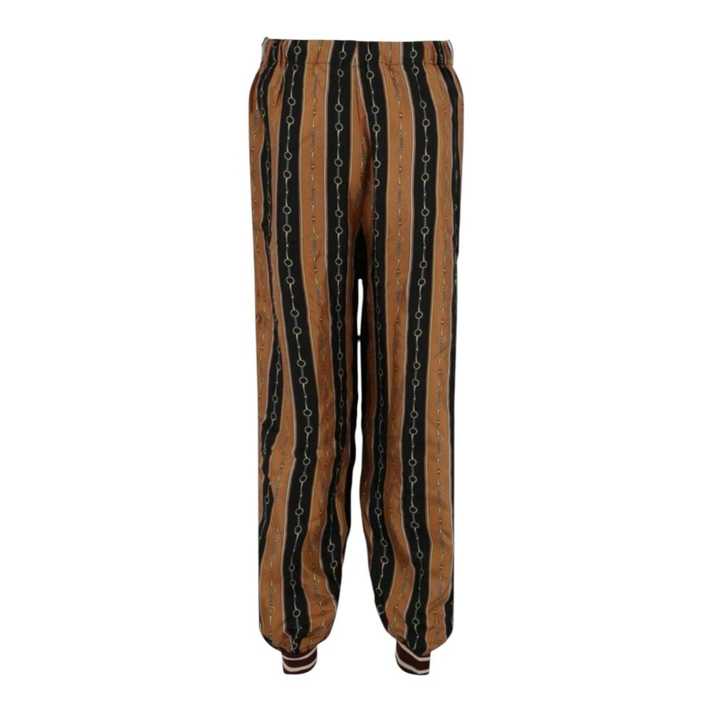 $2800 New GUCCI Silk Velvet Jogger Pants Mens 36 Black Brown Web Striped Italy